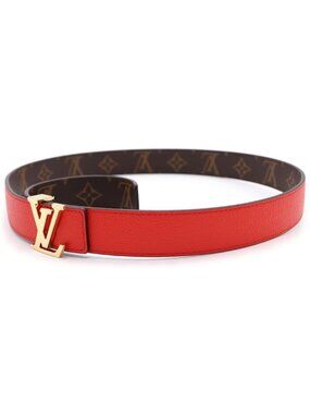 Louis Vuitton Ceinture LV Initial 30 Reversible Leather Belt Red Brown Gold